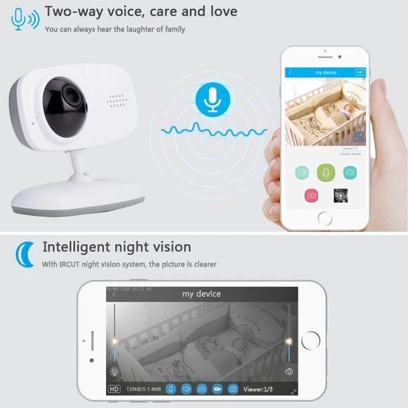 WLSES GC60 720P Kablosuz Bebek Kamerası ABD Prizli - 7