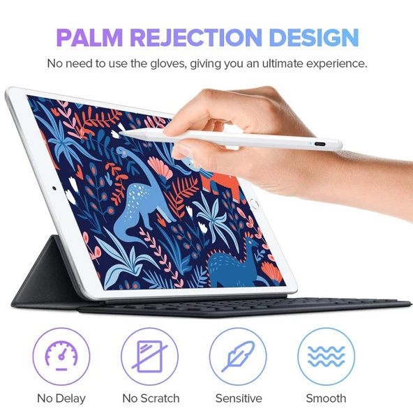 iPad için Beyaz Anti-Karışıklık Manyetik Kapasitif Stylus Kalem - 3