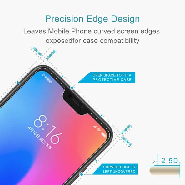 Xiaomi Redmi Note 6 Pro 026mm 9H Sertlik 25D Kavisli Kenar Temperli Cam Ekran Koruyucu - 3