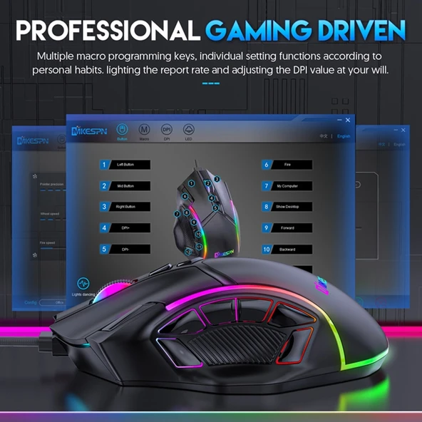 MKESPN X15 Kablolu RGB Aydınlatmalı 12800 DPI 12 Tuşlu Makro Oyuncu Mouse - 4