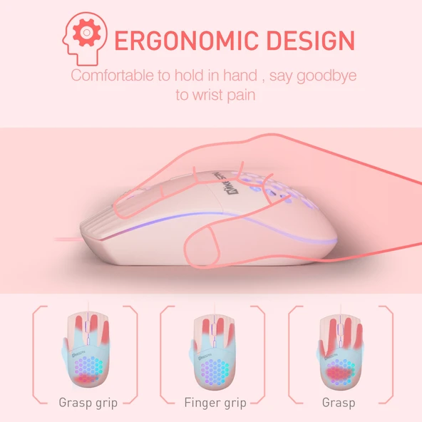 MKESPN SXS-838 Siyah RGB Aydınlatmalı Kablolu Type-C Oyuncu Mouse - 4