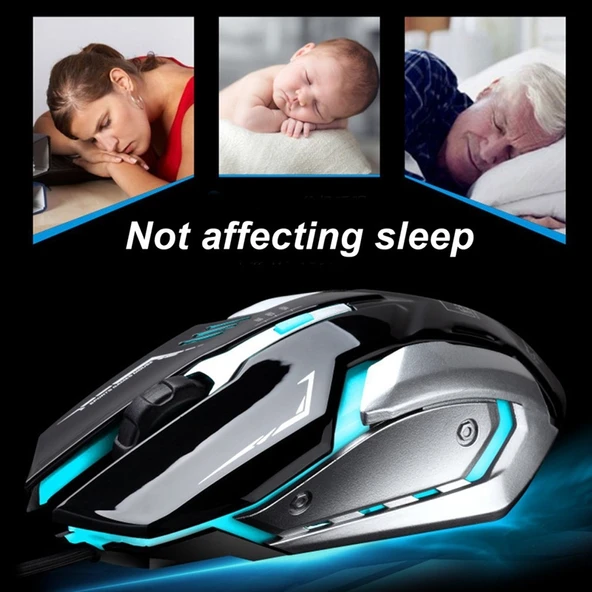 Chasing Leopard K1 USB Kablolu Optik Oyuncu Mouse 1600 DPI Ayarlanabilir 3 Hızlı LED Işıklı Sessiz Siyah 1.3m Kablo - 11