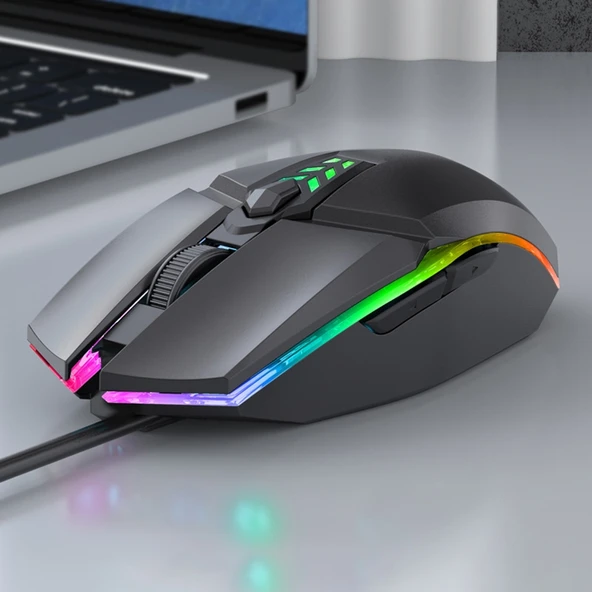 S700 Renkli Işıklı USB Kablolu Ofis ve Oyun Mouse Siyah