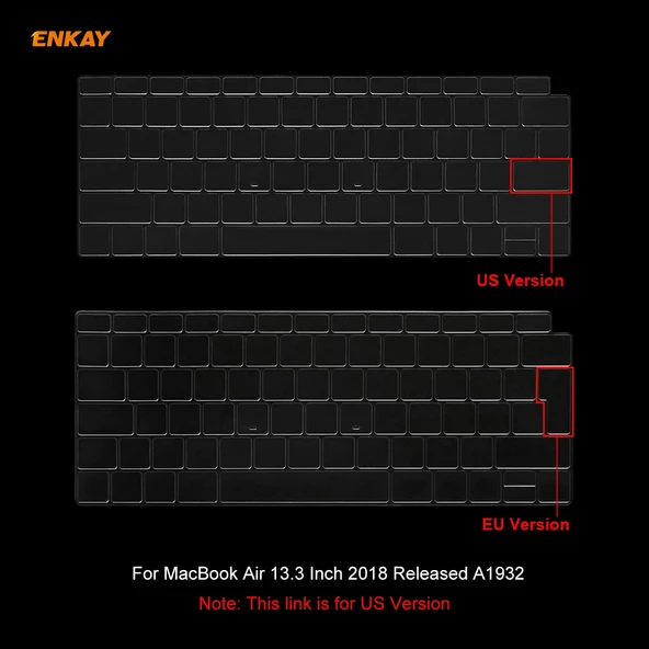 MacBook Air 13.3 inç A1932 2018 Model Ultra İnce TPU Klavye Koruyucu Kapak ABD Versiyonu - 7