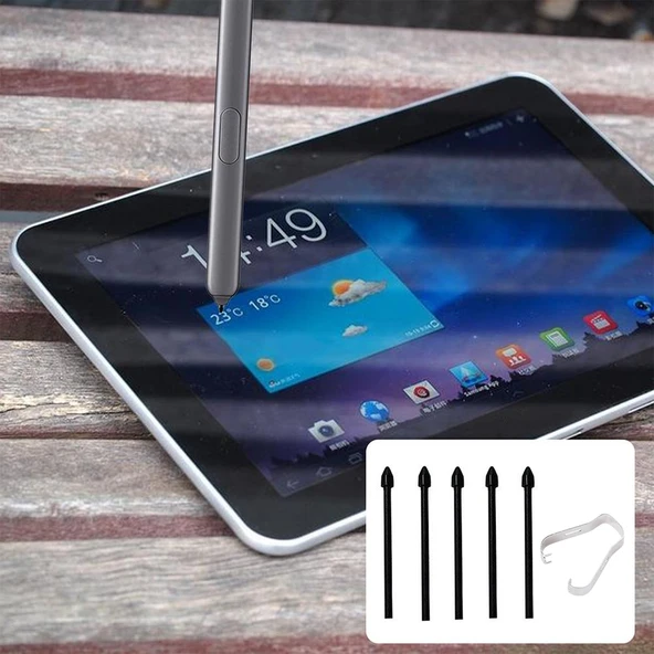 Samsung Galaxy Tab S8 S7 S6 Note20 Note10 S23 Ultra S22 Ultra Uyumlu Gri Evrensel Stylus Kalem Ucu 6'lı Set - 7