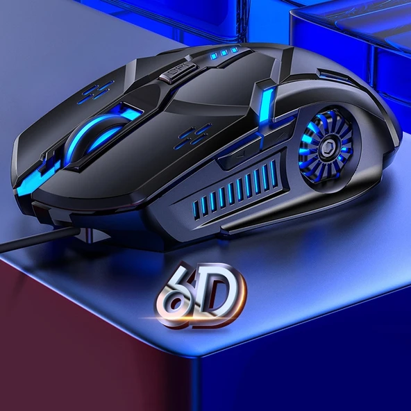YINDIAO G5 Kablolu Siyah RGB Işıklı Sessiz 6 Tuşlu 3200 DPI Ayarlanabilir Oyun Mouse