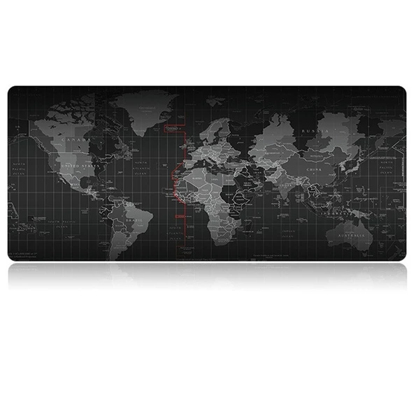 Dünya Haritası Desenli Büyük Kaymaz Kauçuk Yumuşak Kumaş Oyun Mouse Pad Klavye Matı 90x40cm - 2