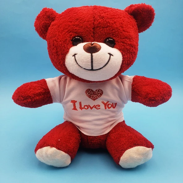 Kırmızı I Love You Tişörtlü Peluş Ayıcık ürün görseli