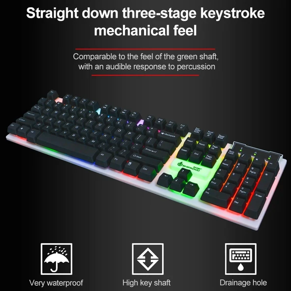 SHIPADOO D280 Kablolu RGB Aydınlatmalı Mekanik Hisli Askılı Klavye ve 3D Soğutucu Siyah Mouse Seti - 5