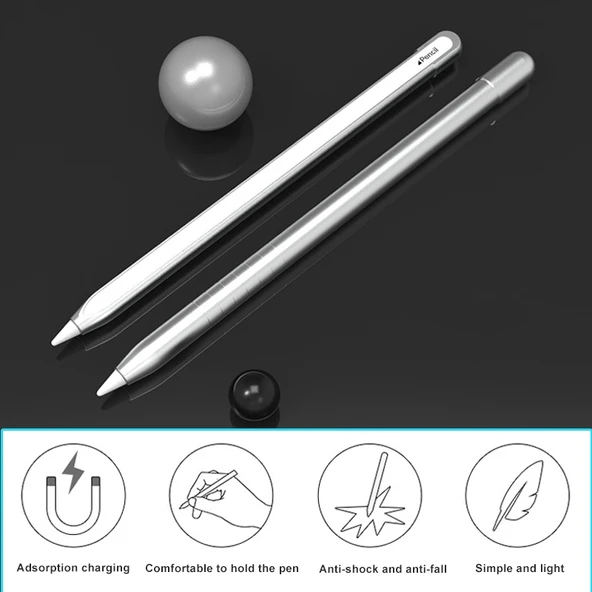 Apple Pencil 2 Metal Mat Siyah Kaymaz Koruyucu Kılıf - 7