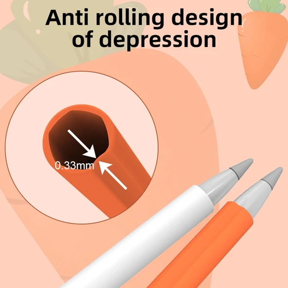 Sevimli Havuç Sıvı Silikon Koruyucu Kılıf Huawei M-Pencil için Kalem Kapağı ve Uç Koruyucu Turuncu - 6