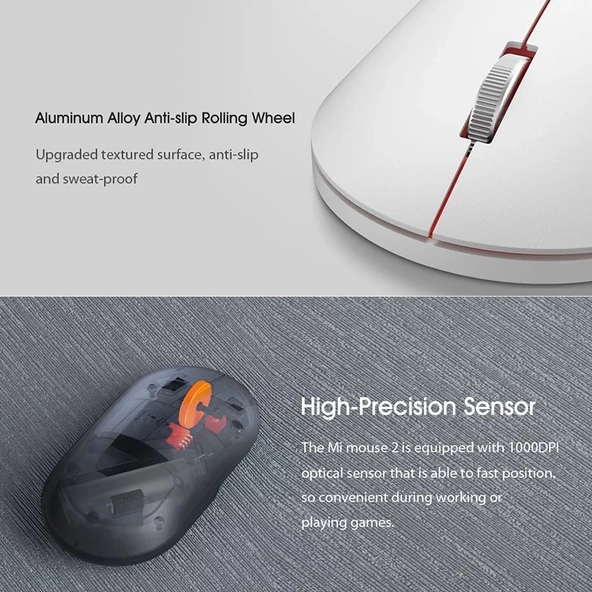 Xiaomi Siyah 2.4GHz 125Hz 1000DPI Şarjlı İnce Bilgisayar Mouse - 7