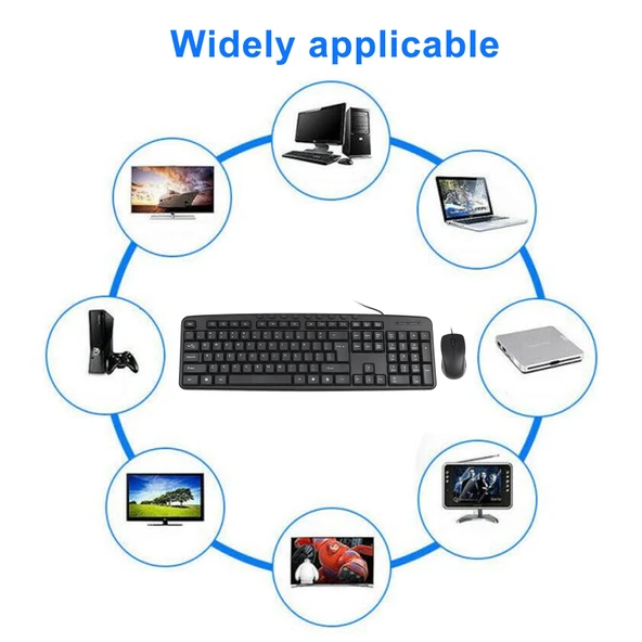 KB 8377 USB Kablolu Klavye Mouse Seti Siyah - 8