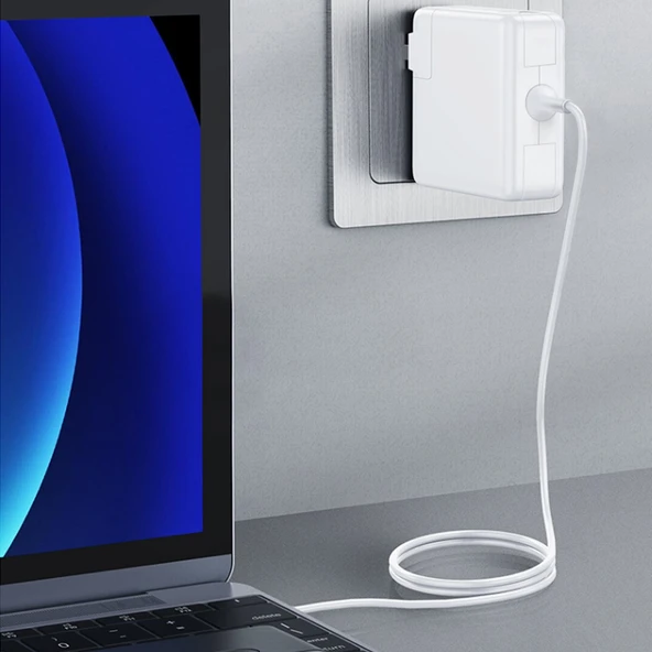 Apple MacBook MagSafe 1 L Tipi 45W 14.5V 3.1A Güç Adaptörü 1.7m Kablo Beyaz EU Fiş - 6