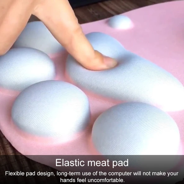 Montian Kedi Pençesi Şekilli Yavaş Yumuşak Bilek Destekli Kaymaz Silikon Mouse Pad Siyah - 5