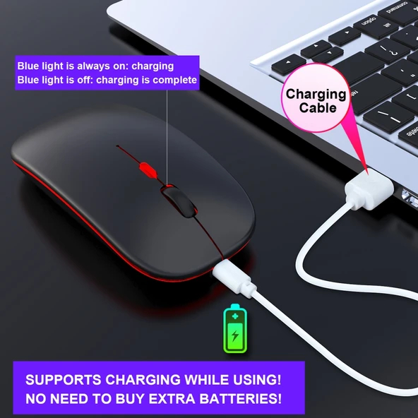 HXSJ M40 4 Tuşlu 2.4G Renkli Kablosuz Sessiz Mouse Siyah - 10