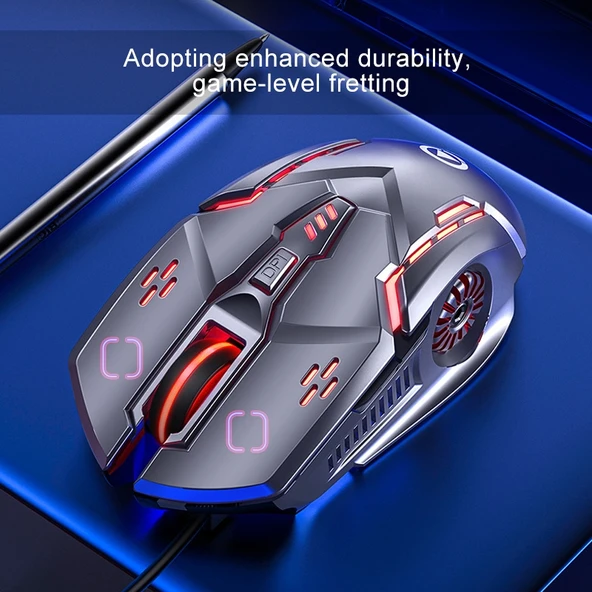 YINDIAO G5 Kablolu Siyah RGB Işıklı Sessiz 6 Tuşlu 3200 DPI Ayarlanabilir Oyun Mouse - 6