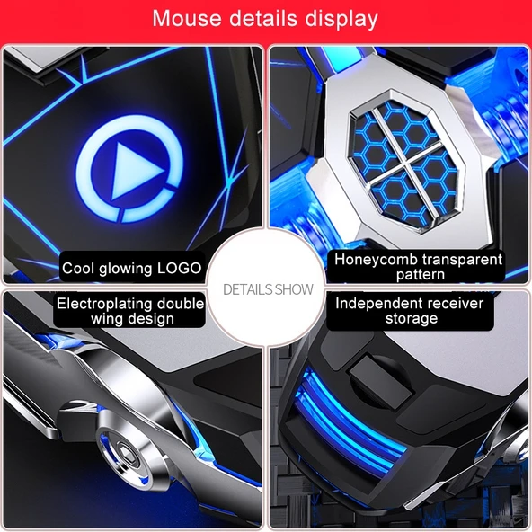 YINDIAO A7 Kablosuz Sessiz Oyuncu Mouse Beyaz 1600 DPI 7 Tuşlu RGB Işıklı Şarjlı - 10