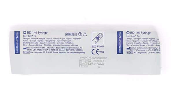 BD Luer Lock 1 mL Steril Enjektör - 0,1 mL Hassasiyet - 100'lü Kutu - 4