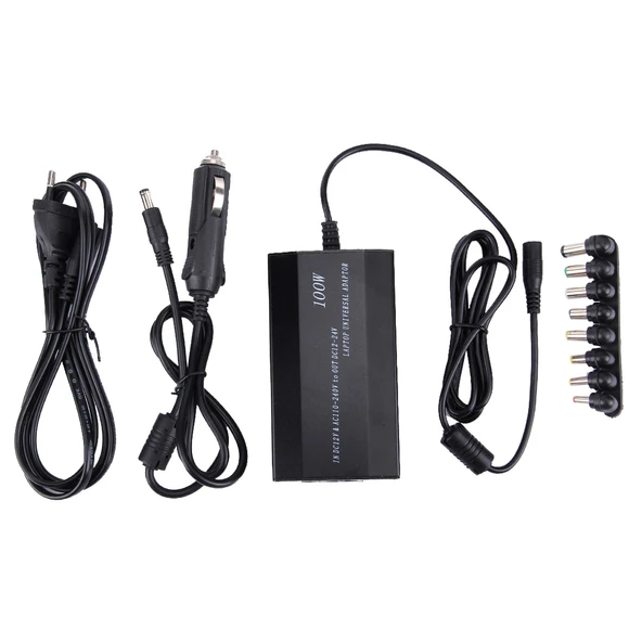 100W Evrensel Dizüstü Bilgisayar Şarj Cihazı US Prizli Araç Şarj Cihazı ve AC Adaptörlü Samsung Sony Asus Acer IBM HP DELL Uyumlu - 8