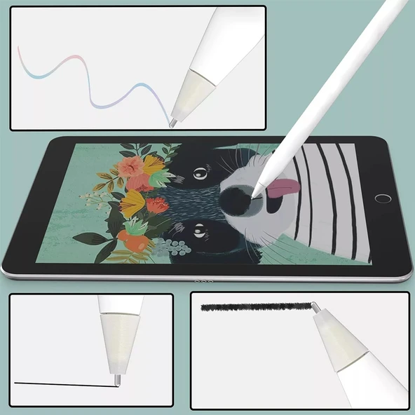 Apple Pencil 1 ve 2 Uyumlu M2 Kısa Metal Uç Beyaz - 7