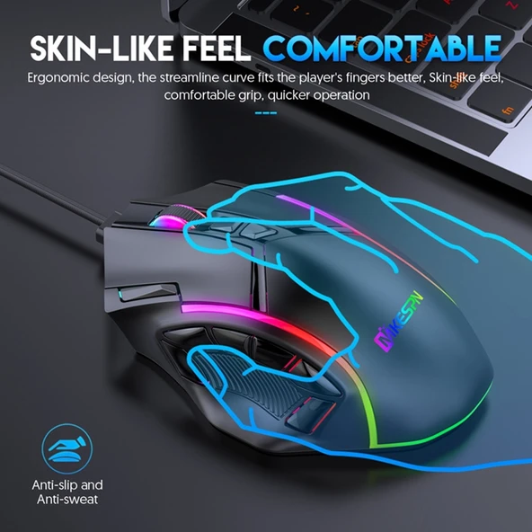 MKESPN X15 Kablolu RGB Aydınlatmalı 12800 DPI 12 Tuşlu Makro Oyuncu Mouse - 5