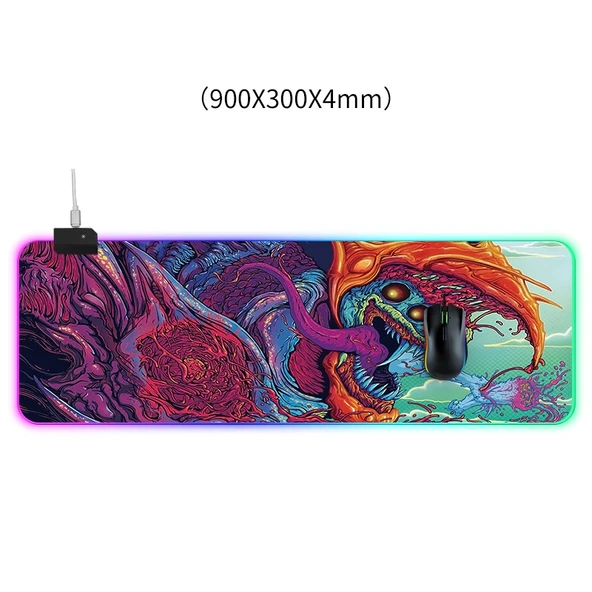 Bilgisayar Canavarı Desenli Aydınlatmalı Mouse Pad 90x30x04 cm - 2