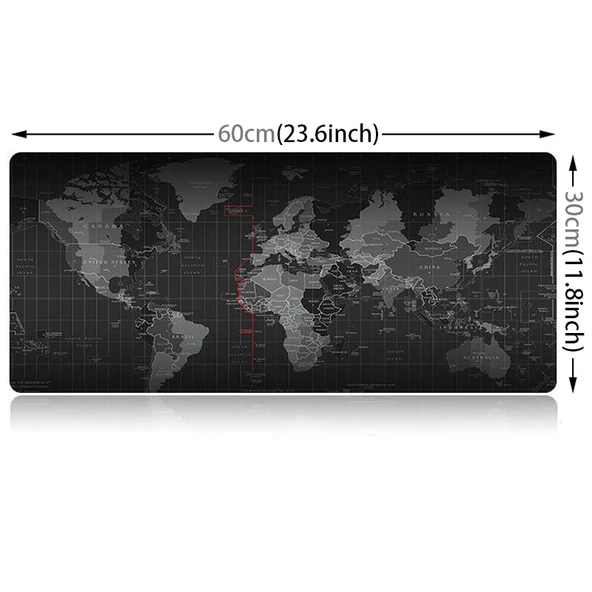 Dünya Haritası Desenli Büyük Kaymaz Kauçuk Yumuşak Kumaş Oyun Mouse Pad Klavye Matı 60x30cm - 3