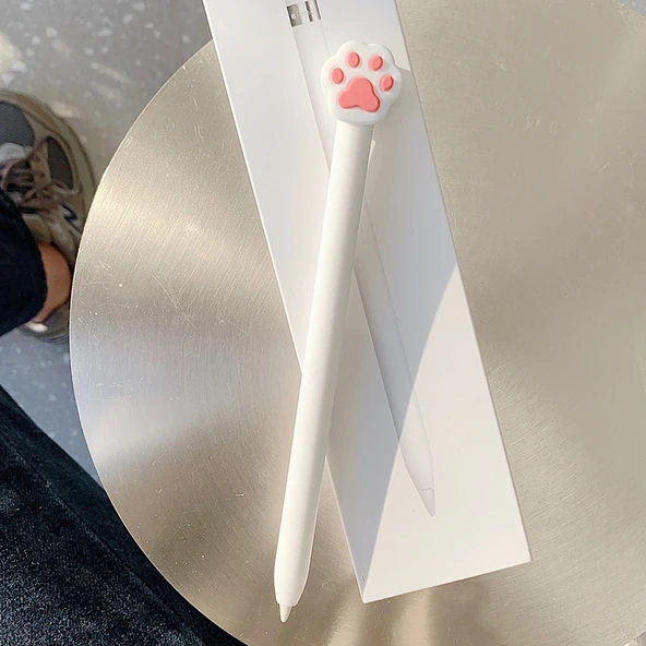 Sevimli Karikatür Silikon Koruyucu Kılıf Apple Pencil 1 Beyaz - 2