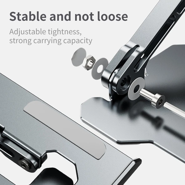 RJUST HZ09 Mekanik Yükseklik Ayarlı Laptop Standı Gri - 3
