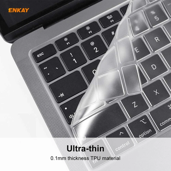 MacBook Air 13.3 inç A1932 2018 Model Ultra İnce TPU Klavye Koruyucu Kapak ABD Versiyonu - 3
