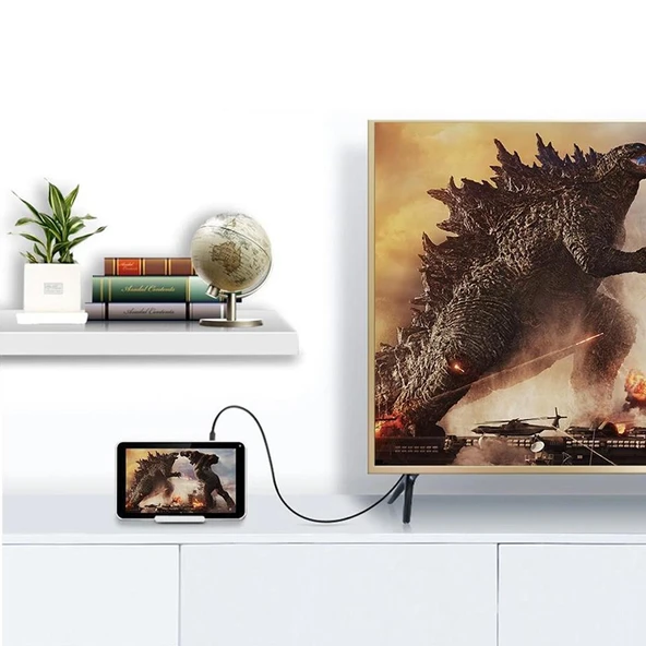 1.4 Versiyon Altın Kaplama Mikro HDMI Erkek to HDMI Erkek Spiral Kablo 60cm Uzatılabilir 2m 3D ve Ethernet Destekli - 7