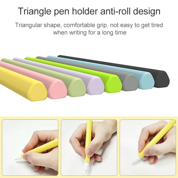 Apple Pencil 2 Üçgen Silikon Kalem Kılıfı Sarı - 4