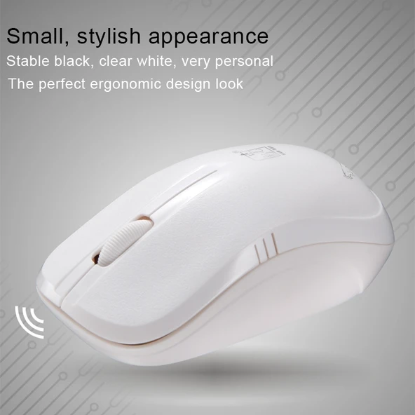 ZGB 101B Beyaz Kablosuz Optik Mouse 2.4GHz 1600 DPI Sessiz Mini Laptop PC İçin - 5
