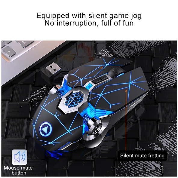 YINDIAO A7 Kablosuz Sessiz Oyuncu Mouse Beyaz 1600 DPI 7 Tuşlu RGB Işıklı Şarjlı - 6