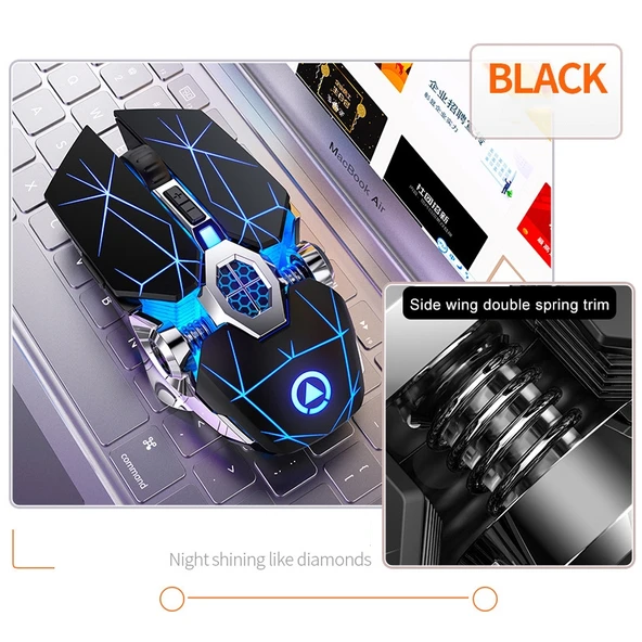 YINDIAO A7 Kablosuz Sessiz Oyuncu Mouse Beyaz 1600 DPI 7 Tuşlu RGB Işıklı Şarjlı - 4