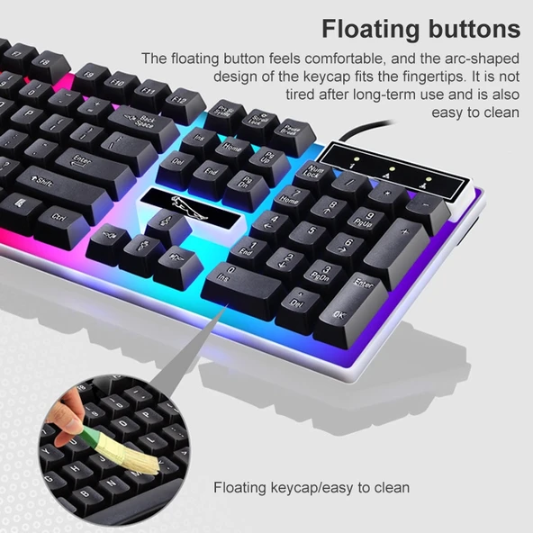 ZGB G21 Siyah Kablolu Işıklı Klavye ve Mouse Seti - 5