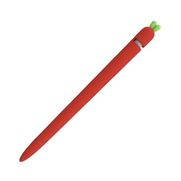 Apple Pencil 1 Havuç Şekilli Silikon Koruyucu Kılıf Kırmızı - 2