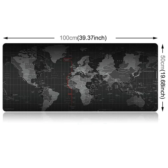 Dünya Haritası Desenli Büyük Kaymaz Kauçuk Yumuşak Kumaş Oyun Mouse Pad Klavye Matı 100x50cm - 3