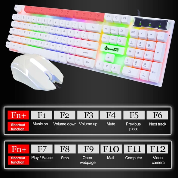 SHIPADOO D280 Kablolu RGB Aydınlatmalı Mekanik Hisli Askılı Klavye ve 3D Soğutucu Siyah Mouse Seti - 4