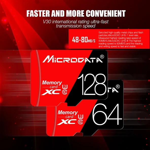 Microdata 16GB Yüksek Hızlı U1 Kırmızı Siyah Micro SD Hafıza Kartı - 7