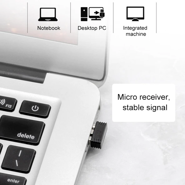 ET X08 Kablosuz Sessiz Oyun Mouse Siyah 7 Tuş 2400 DPI USB Alıcılı Renkli Işıklı - 7