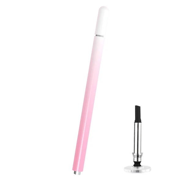 Evrensel Pembe Nano Disk Uçlu Kapasitif Stylus Kalem Manyetik Kapaklı Yedek Uçlu