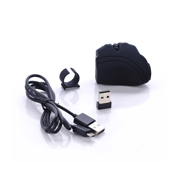 GM306DM 2.4G Şarjlı Kablosuz Parmak Yüzük Mouse Siyah - 4