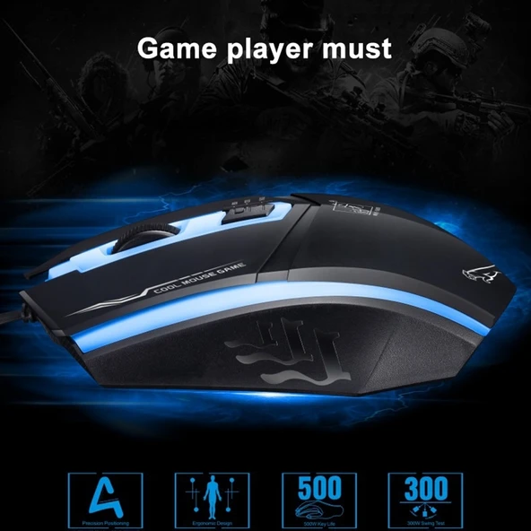 Chasing Leopard 199 Kablolu Optik Gaming Mouse Siyah 1600 DPI Ayarlanabilir Hız LED Işıklı 1.3 Metre Kablo - 9