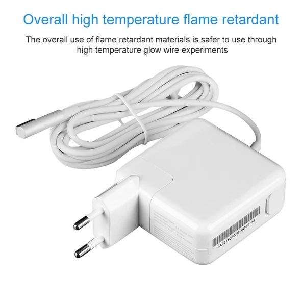 Apple MacBook MagSafe 1 L Tipi 45W 14.5V 3.1A Güç Adaptörü 1.7m Kablo Beyaz EU Fiş - 4