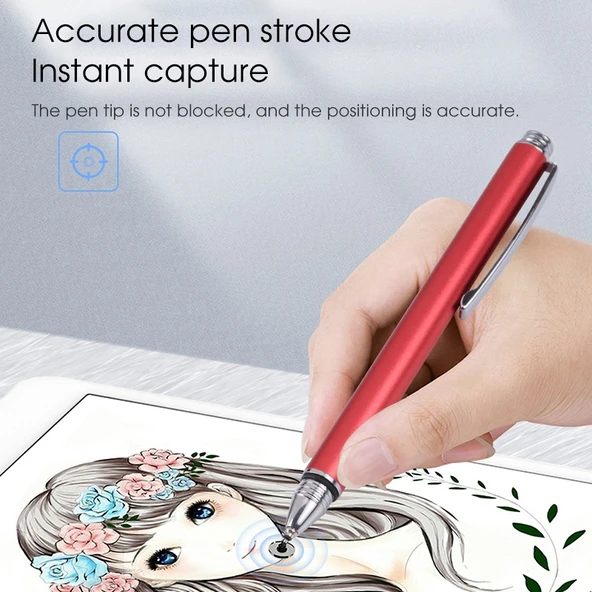 Evrensel Kırmızı Silikon Disk Uçlu Kapasitif Stylus Kalem - 6