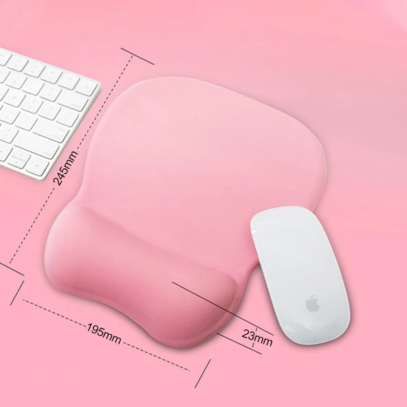 Montian MF-01 Oval Yavaş Geri Tepmeli Hafızalı Pamuklu Yumuşak Bilek Destekli Mouse Pad Pembe - 3