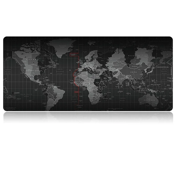 Dünya Haritası Desenli Büyük Kaymaz Kauçuk Yumuşak Kumaş Oyun Mouse Pad Klavye Matı 60x30cm - 2