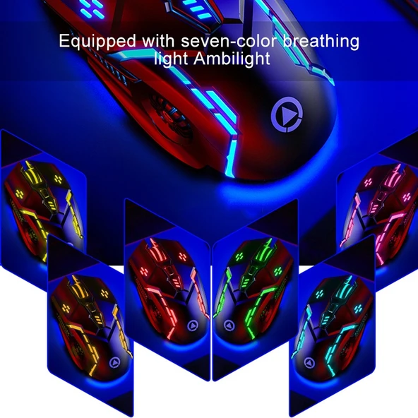 YINDIAO G5 Kablolu Gaming Mouse Siyah 3200 DPI 4 Mod 6 Tuş RGB Işık - 5